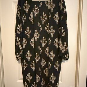 Boho Cactus Print Black Wrap